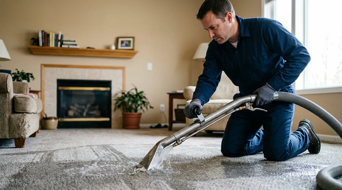 Water damage restoration technician working near Yorktown, AR